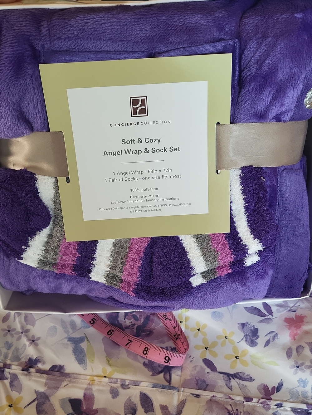 Concierge Collection Soft & Cozy Angel Wrap And Socks